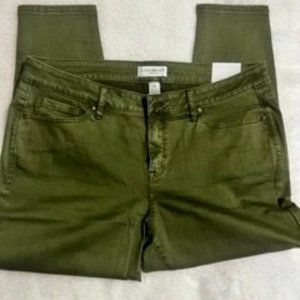 NEW Lane Bryant Mid Rise Super Stretch Skinny Jeans 18 Petite Army Green